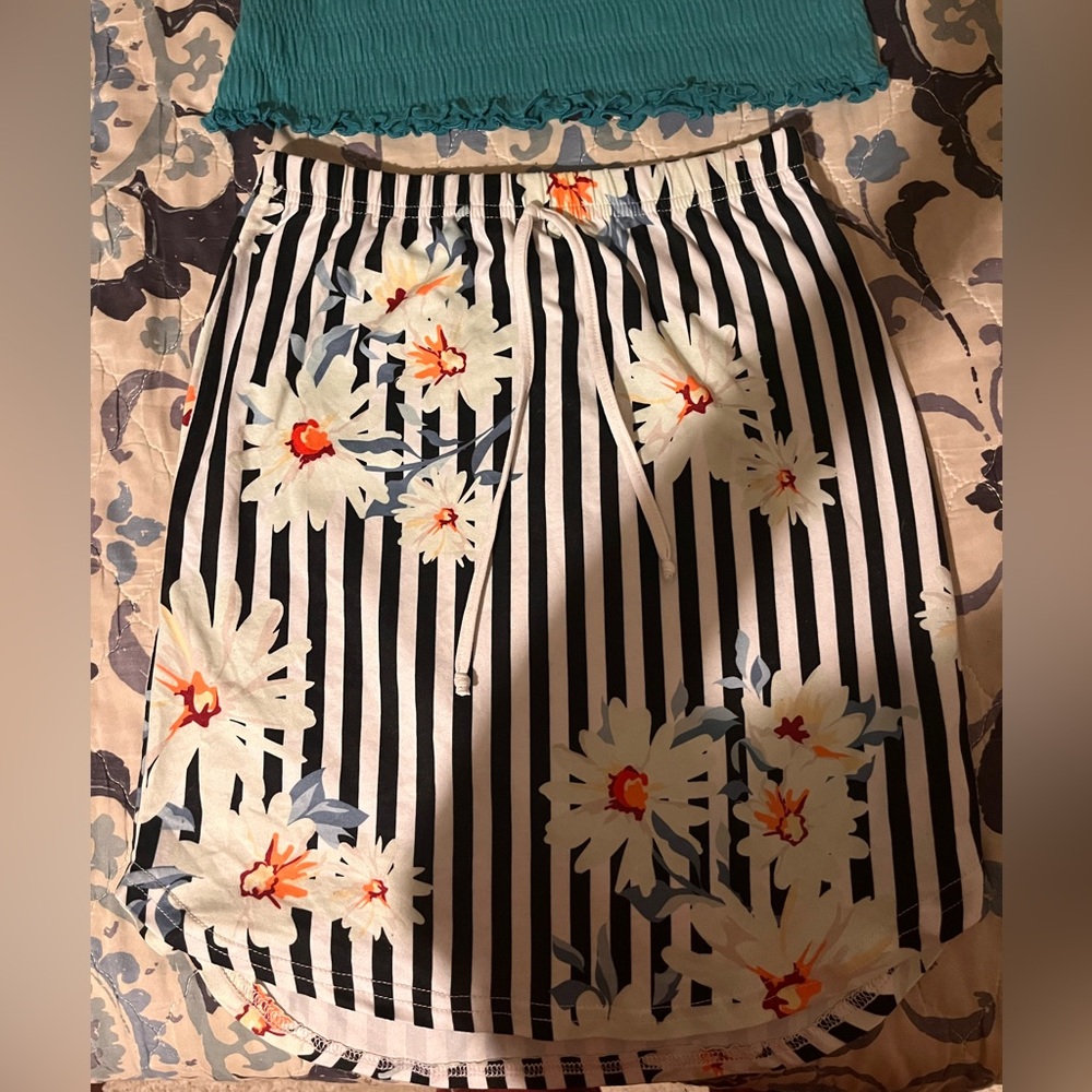 A vibrant flowery skirt